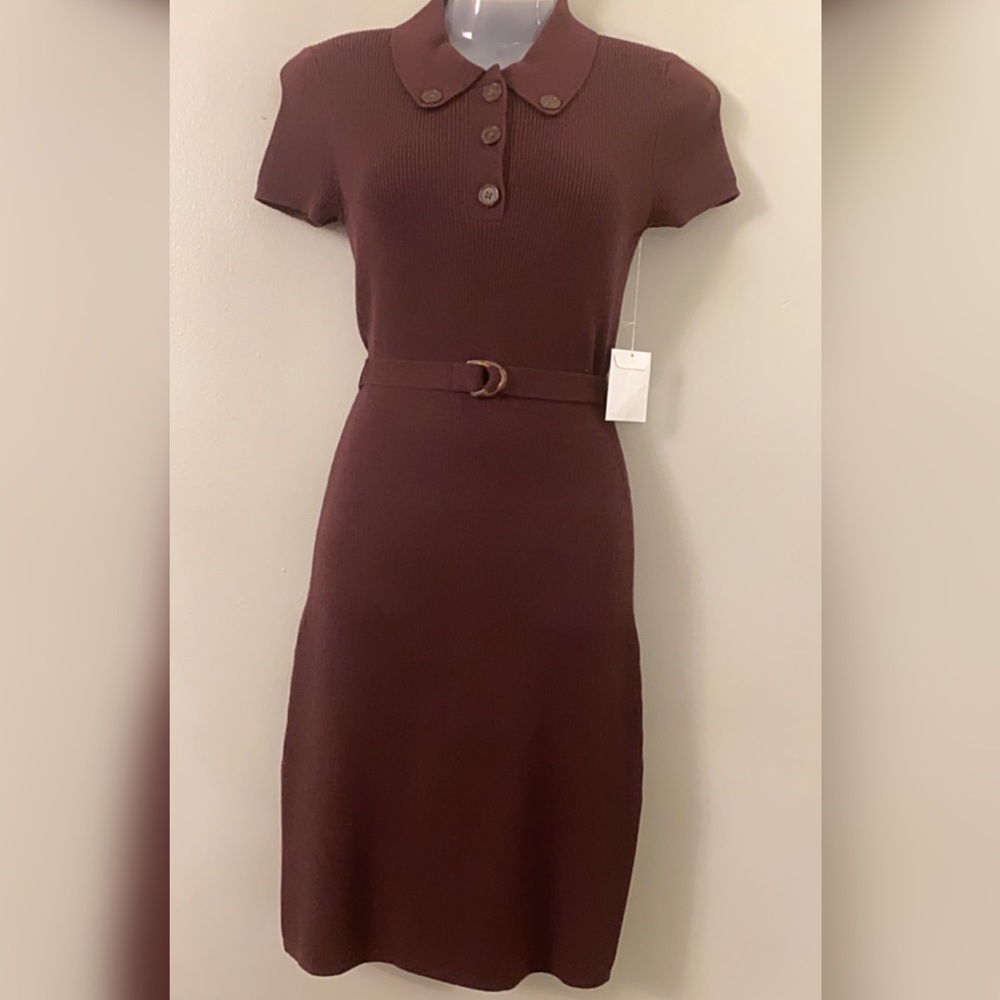Moda International Collared Sweater Dress